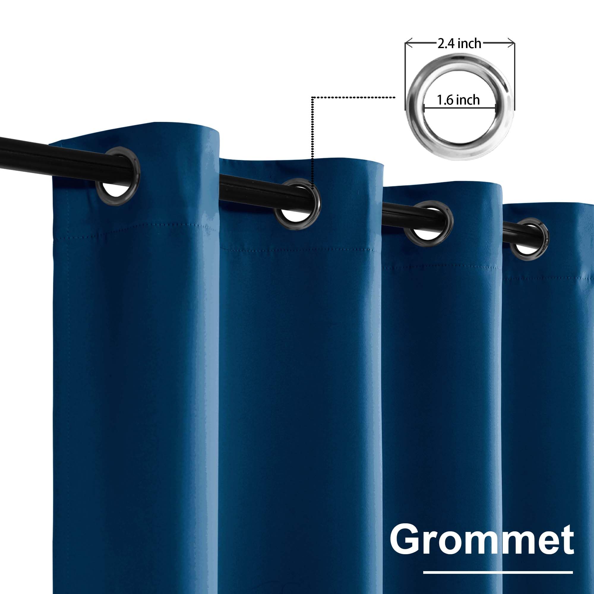 XWZO Blackout Curtains Shades Window Curtain Panels with Tiebacks- Noise Reduction and Thermal Insulated Eyelet Curtains for Bedroom,Living Room,Office,Study Room Blue W52xL63 - Image 4