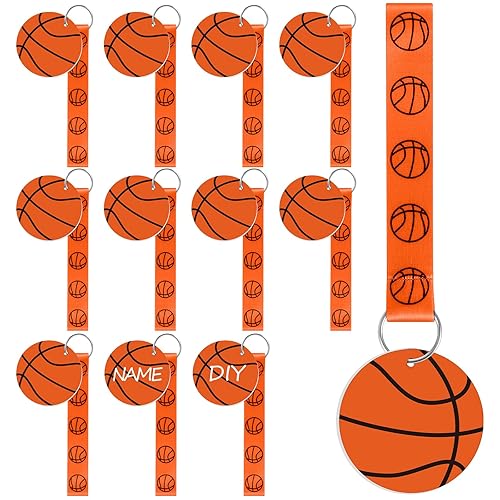 Eyourlife 12Pcs Basketball Ribbon Keychain, 5.5 in Basketball Wristlet Lanyard