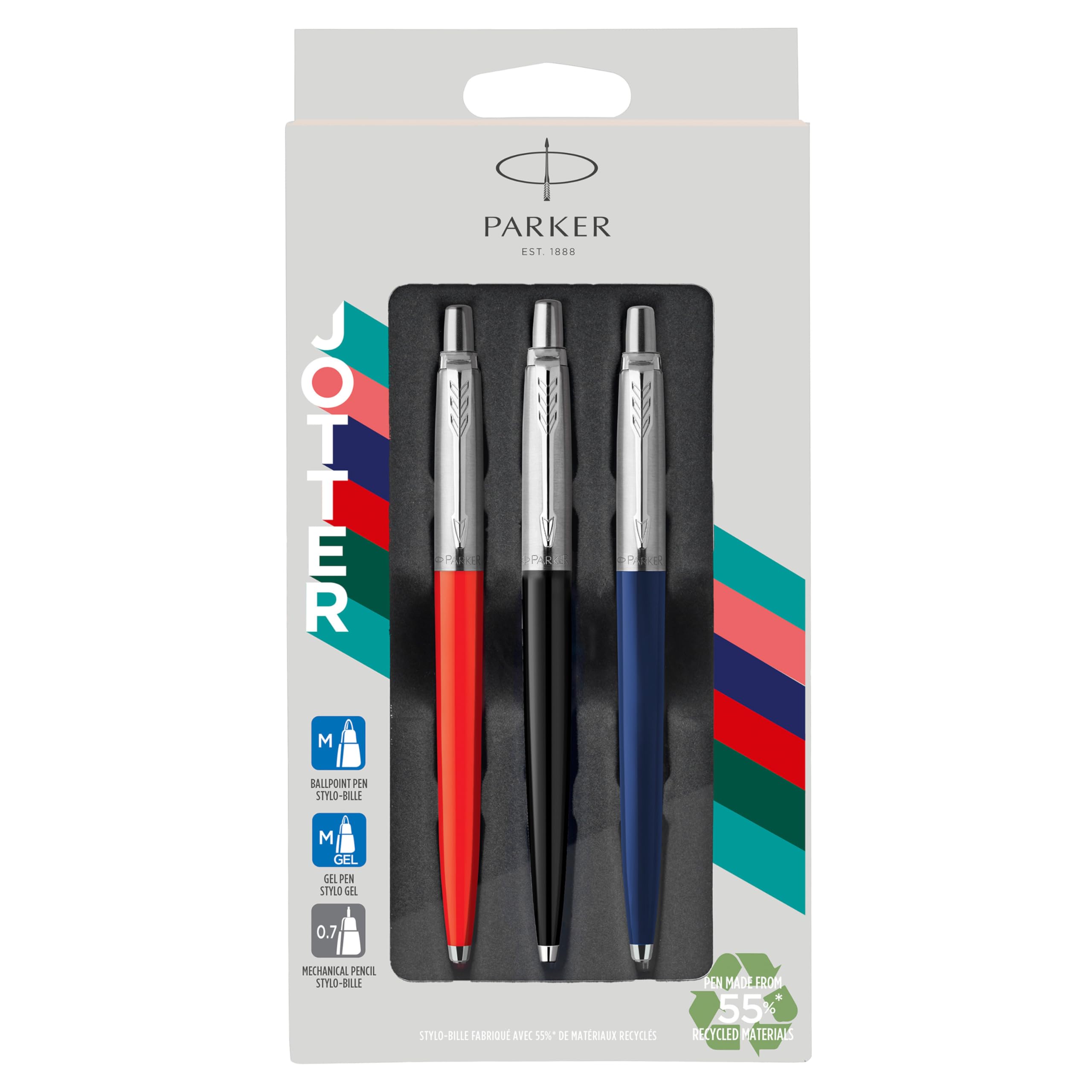Jotter Originals Trio Pen Gift Set | Ballpoint Pen, Gel Pen & Mechanical Pencil | Made From 55% Recycled Materials* | Perfect Graduation & School Gifts