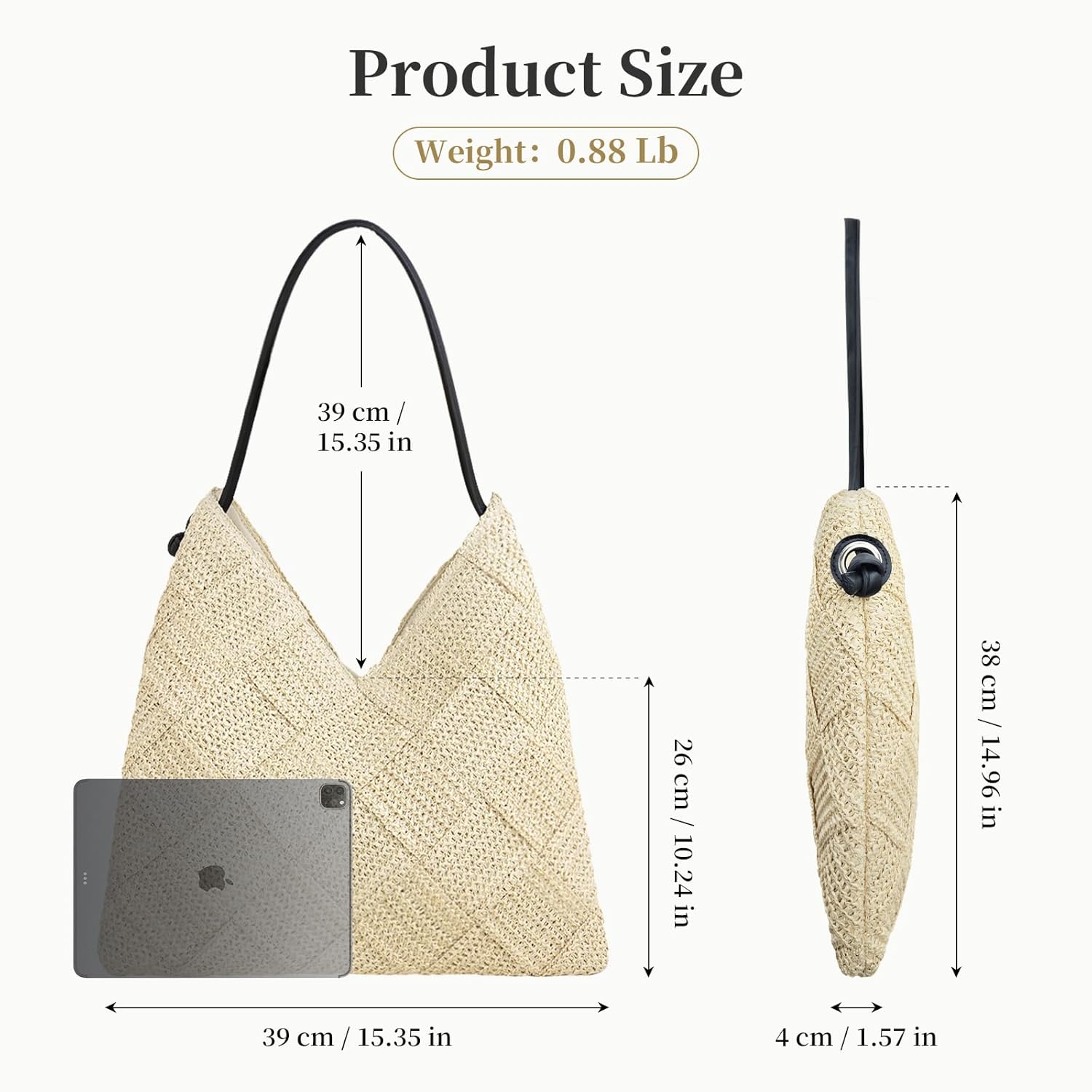 Women's Straw Hobo Tote Bag Handmade Summer Beach Purse Woven Shoulder Handbag 2026
