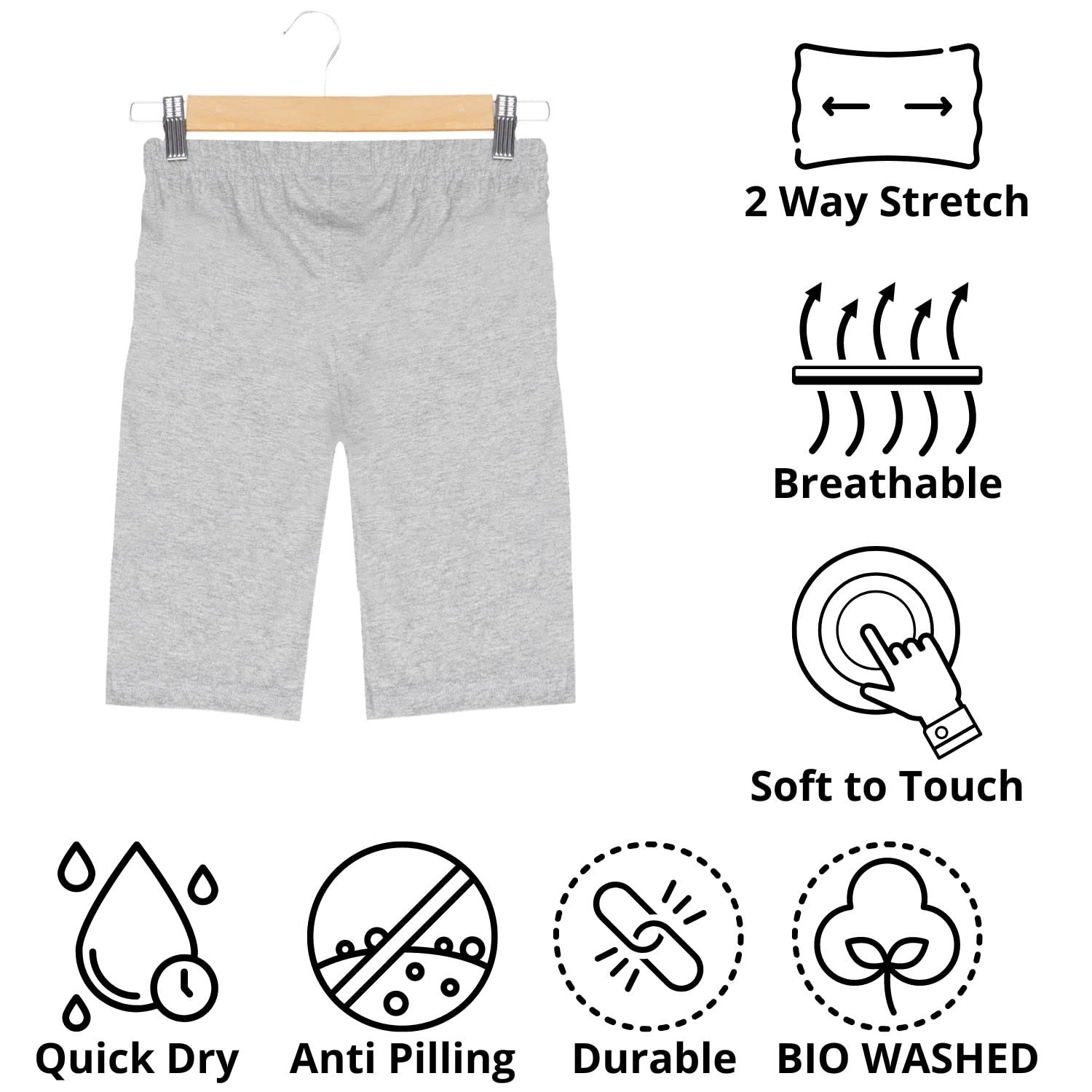 2K Kids Boys Regular Fit Cotton 3/4th Capri Bermuda Shorts Pack of 2 - Image 2 thumbnail