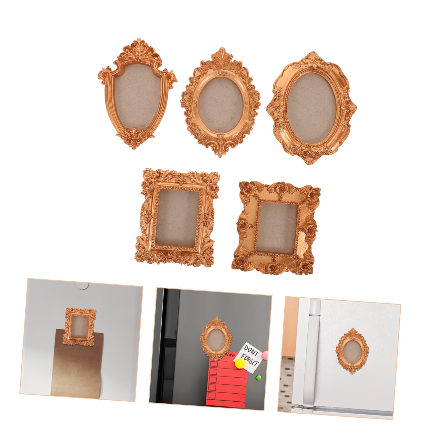 TOYANDONA 5 Szt. Częściowy Magnetycznych Zdjęcia z Muszlami i Suszonymi Kwiatami Owalne i Prostokątne Ramki Magnetyczne Lodówkę Złoty Design Do Wyświetlania Pamiątek z Podróży