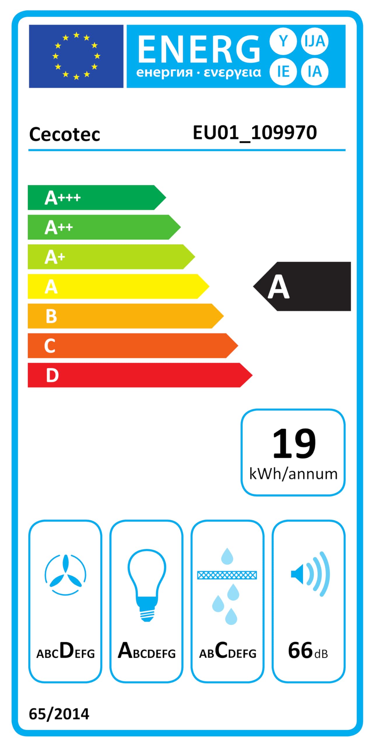 Cecotec Cappa Aspirante Convenzionale 60 cm Bolero Flux CM 602100 White A. Finitura Bianca Verniciata, Aspirazione 228 m³/h, 3 Velocità, Filtro in Alluminio, Classe A, Motore BLDC e Luce LED