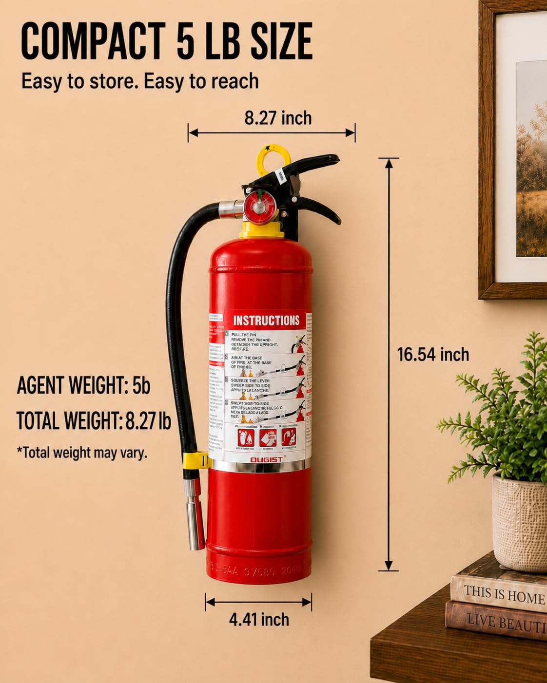 Ougist ABC Fire Extinguisher - 5lb, 2-A:10-B:C Rated -5