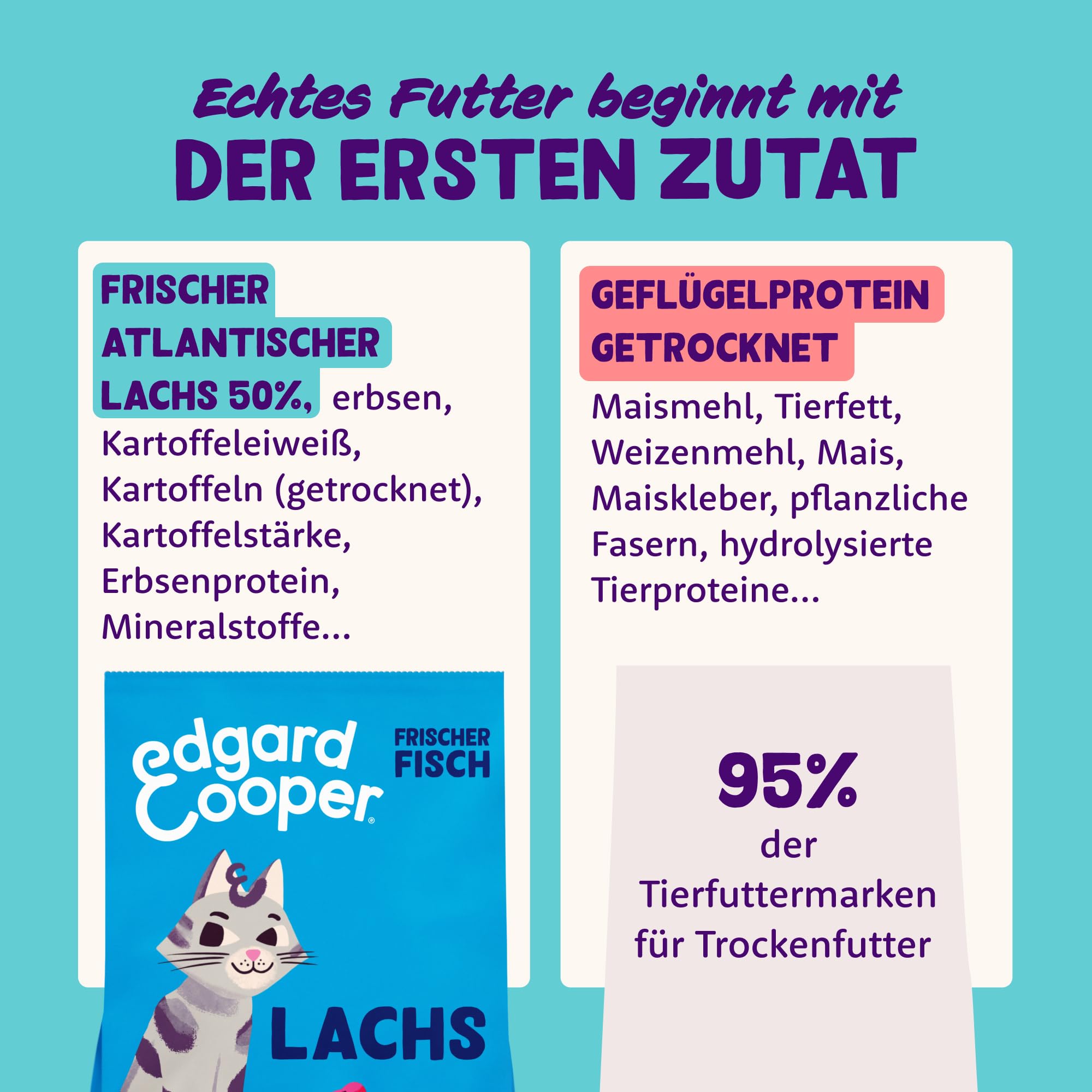 Edgard & Cooper Katzenfutter, Trockenfutter für Katzen, (Lachs, 2kg), Getreidefrei, voll von frischem Fisch und natürlichen Zutaten, geeignet für sterilisierte und aktive Katzen