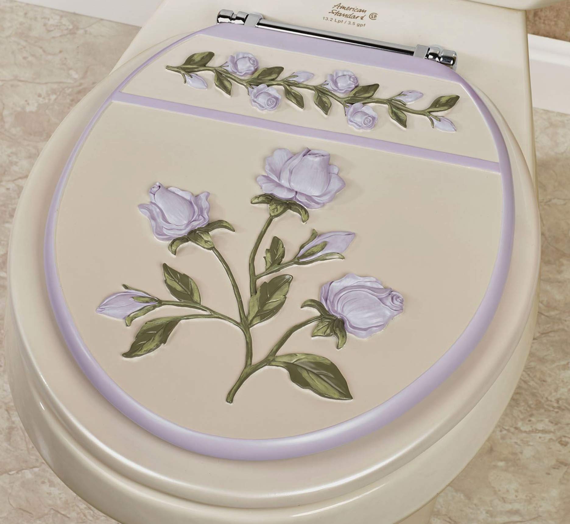 Enchanted Rose Standard Toilet Seat Lavender Ivory