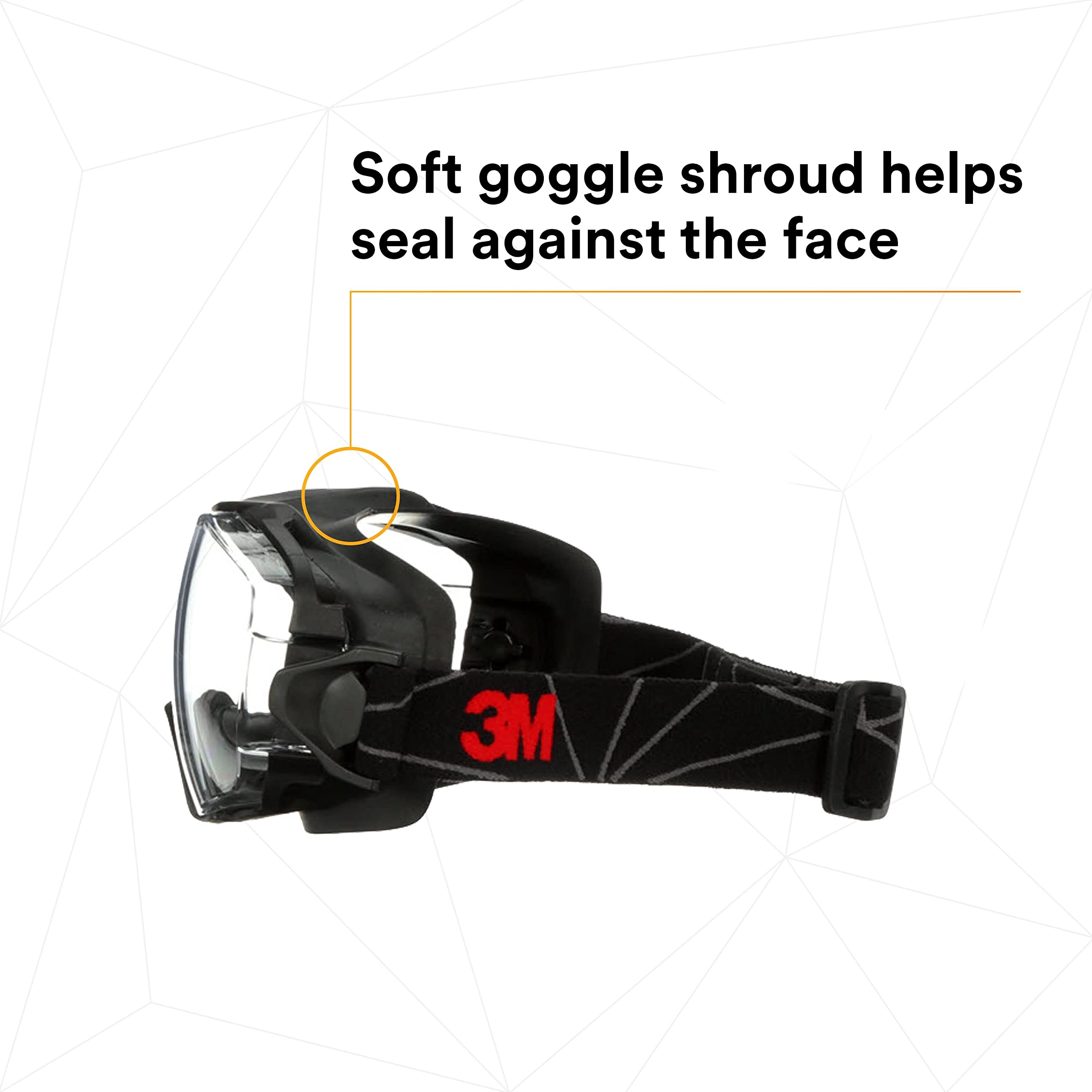 3M GoggleGear 6000 Series Gafas de seguridad, cubierta negra, revestimiento antivaho Scotchgard, lente transparente antiarañazos