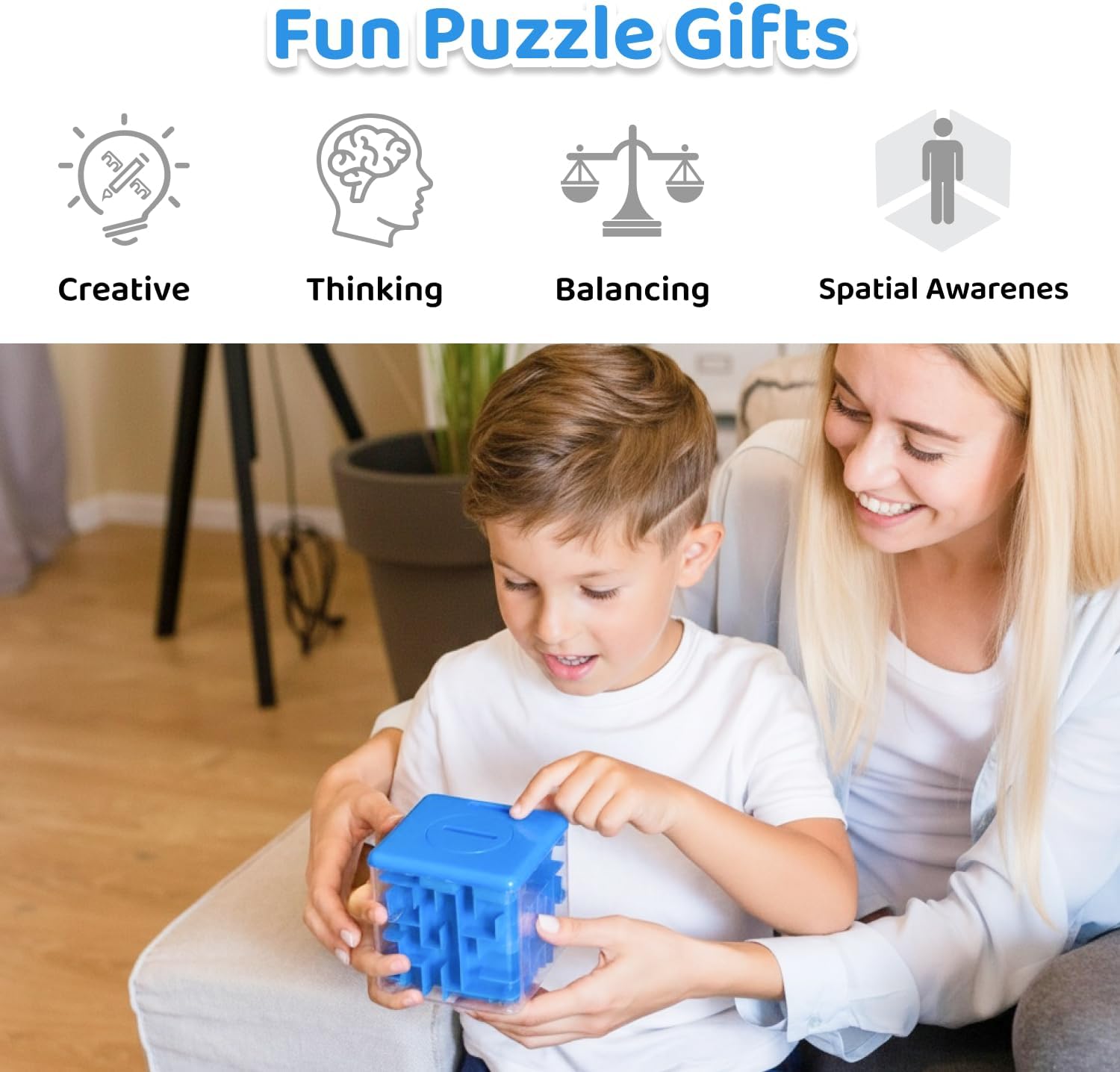 Money Maze Puzzle Boxes Blue, Money Gift Boxes for Cash Pop Up, Money Puzzle Box for Cash Gift Kids Adults