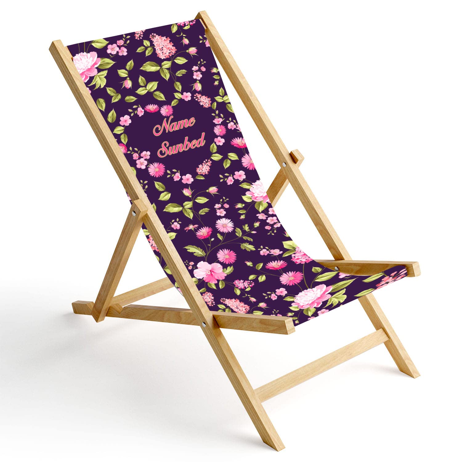 Ferocity Chaise Longue Pliable en Bois Fauteuil de Plage Pliant en hetre Classique Lit de Plage Violet Heart [119]