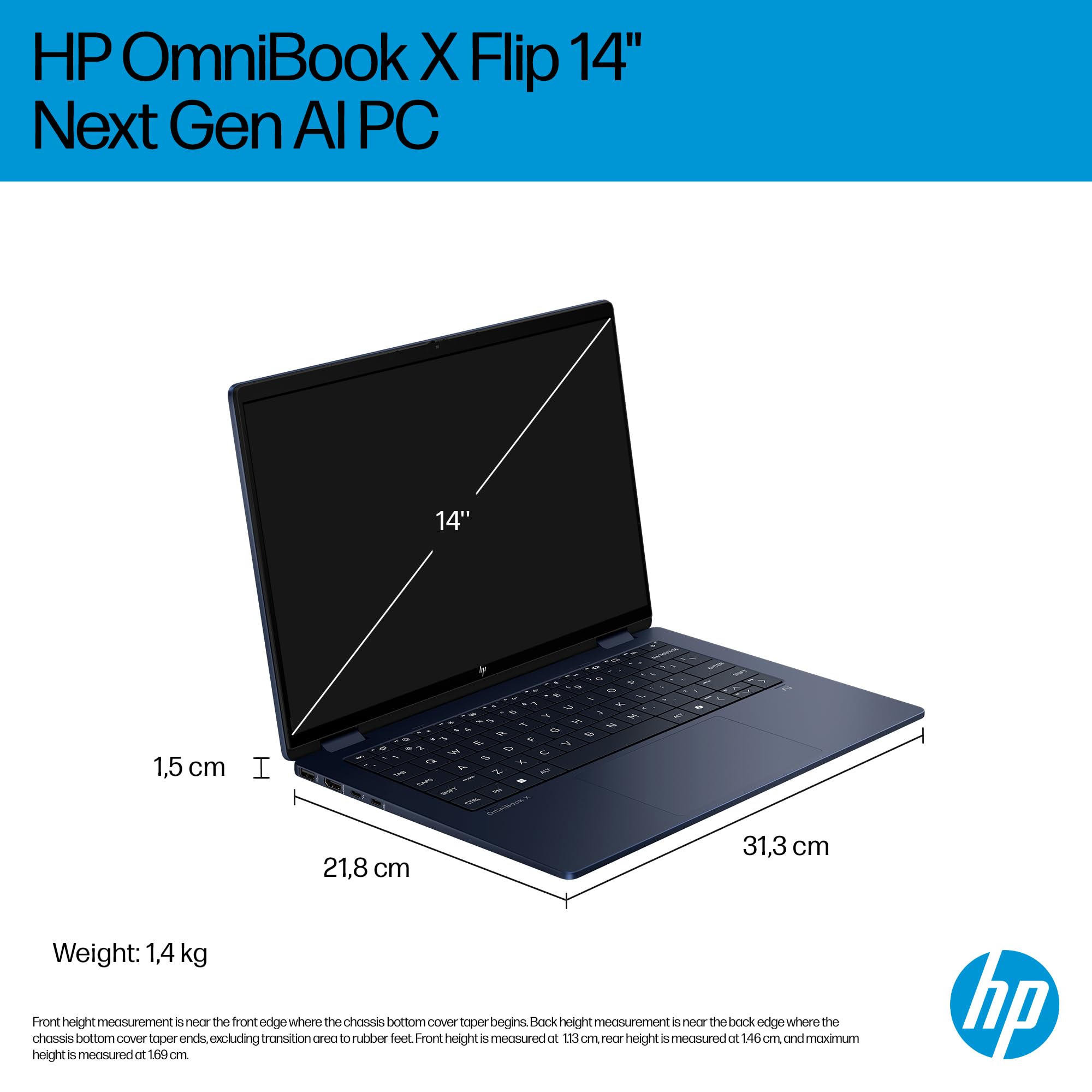 HP OmniBook X Flip 2-in-1 Next Gen AI 14" Laptop | CoPilot+ PC | Intel® Core™ Ultra 7-256V Processor | 16GB RAM | 1TB SSD | Intel Arc™ 140V Graphics | 2K OLED Touchscreen | Windows 11 | 14-fm0006sa — view 11