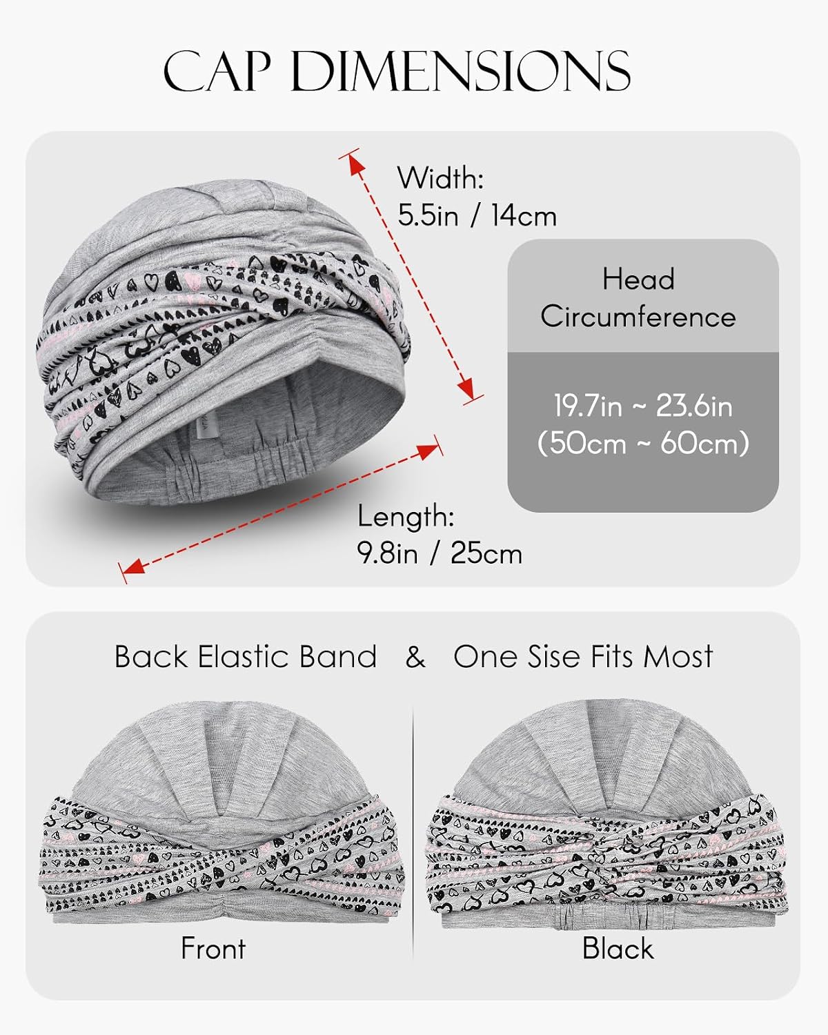 Alnorm Chemo Headwear for Women - Turban Beanie with Front Peak Design