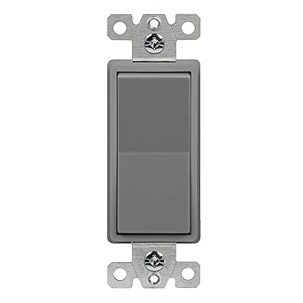 3-Way Decorator Paddle Light Switch, Single Pole or Three Way, 3 Wire, Grounding Screw, Commercial Grade, 20A 120V/277V, UL Listed, 93200-GY, Gray