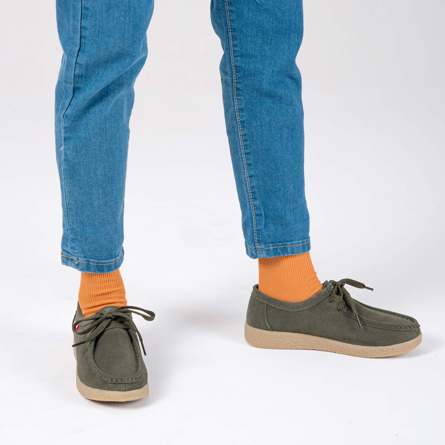TRULAND Damen Schnürschuhe Mokassin – Wildleder Halbschuhe Wallabees