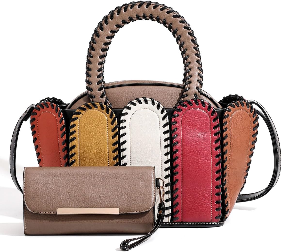 Women's Multicolor Top Handle Handbags with Wallet Set Bag woman Fashionable Shoulder Bag Large Capacity Purse designer