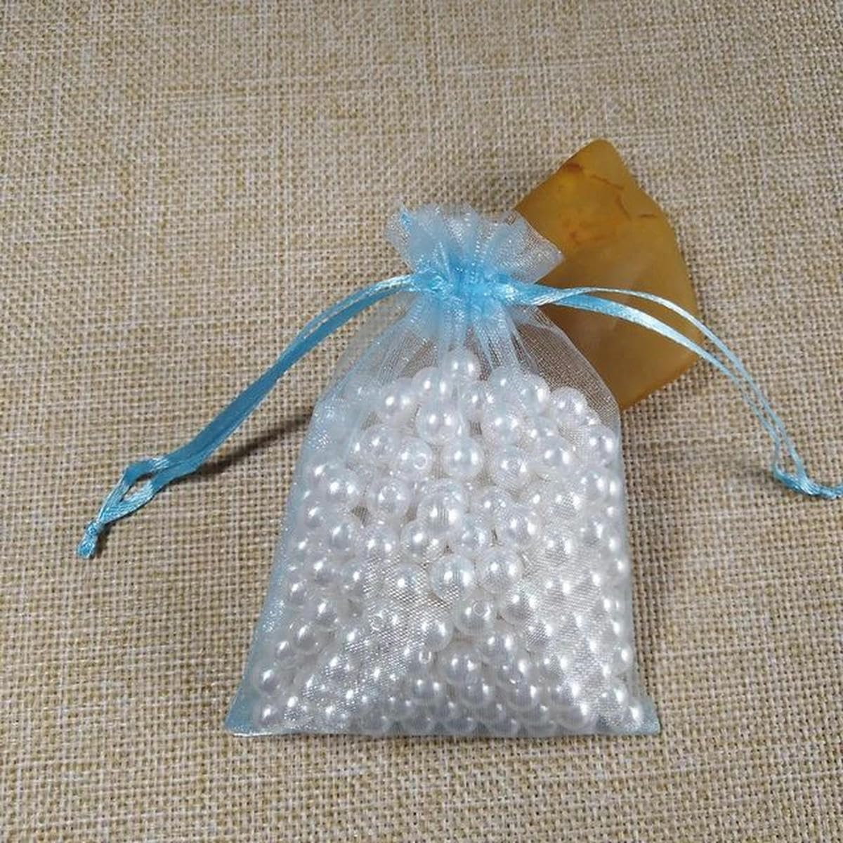 Sacs en maille organza，Drawstring Organza Bag， Sacs en Organza 7x9 9x12 10x15 13x18cm, 500 pièces/lot, emballage de mariage, sac cadeau, décoration de fête, sac à bijoux, pochettes en Organza(Sky Blue