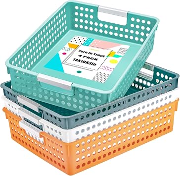 4 Pack Turn in Trays, Paper Trays, 4 Color