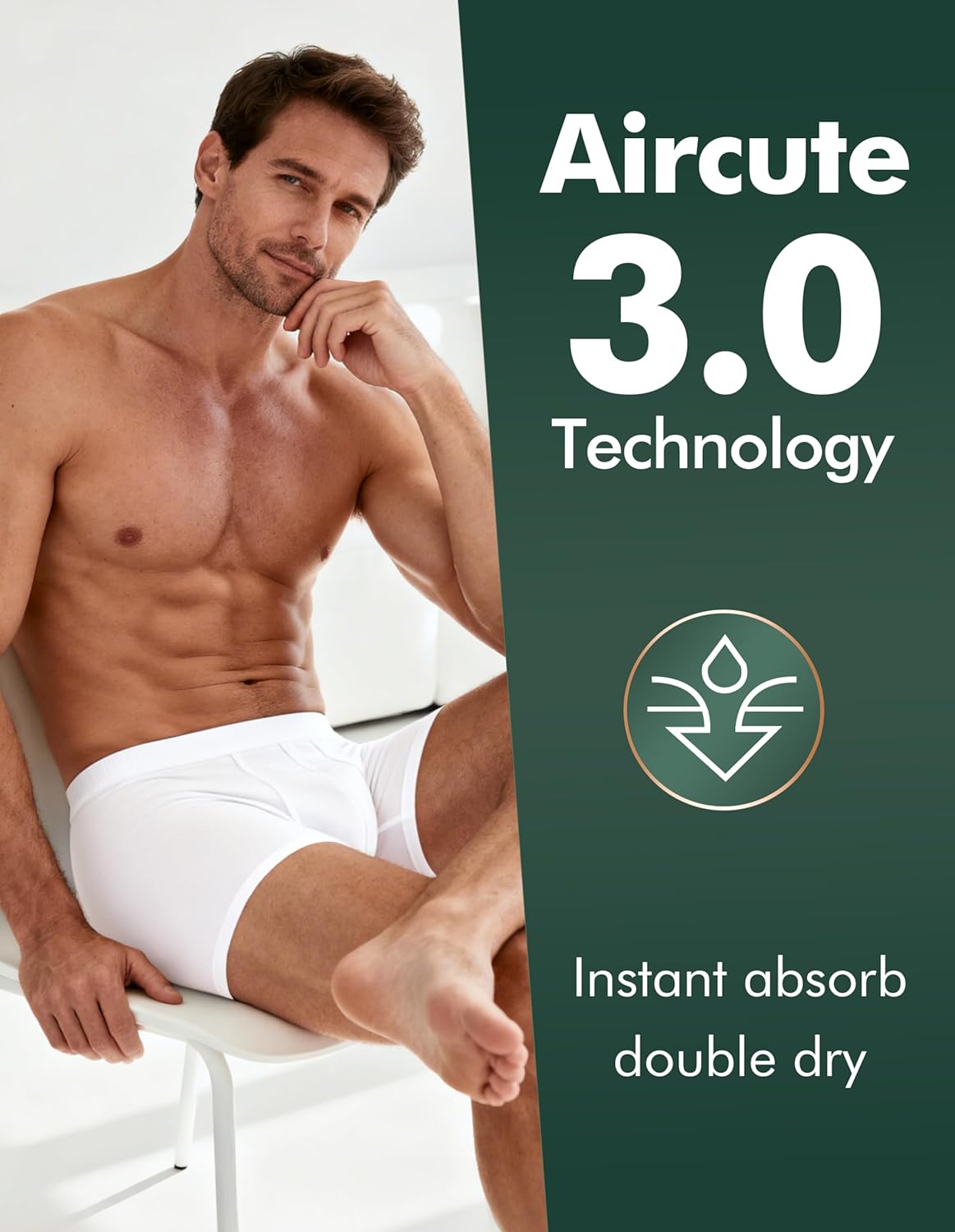 AIRCUTE Washable Absorbency Urinary Incontinence Underwear for Men Bladder Leakage Protection Boxer Briefs, 3 Pack - Image 3