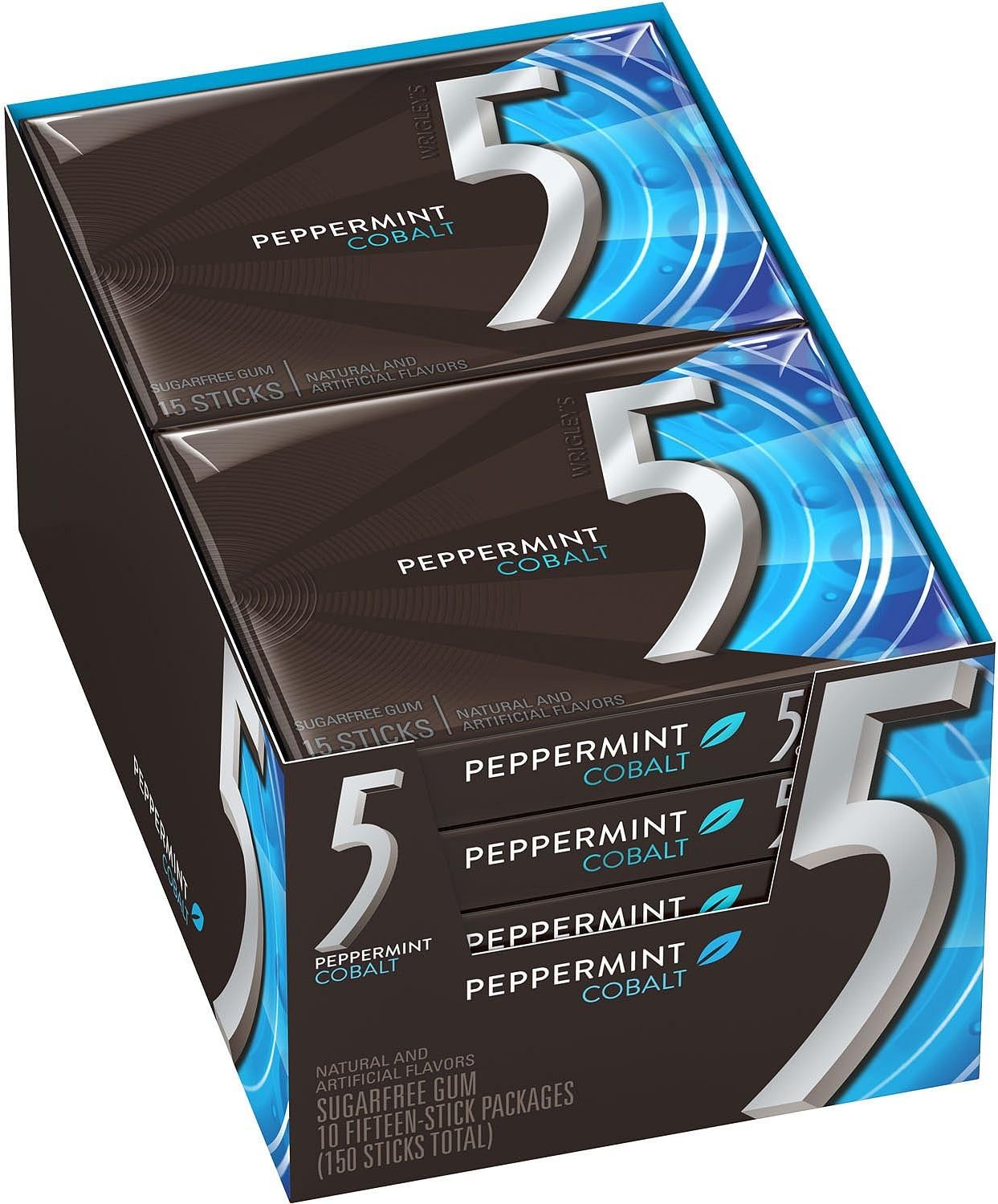 5 Cobalt Sugar Free Gum, Peppermint, 10 Count