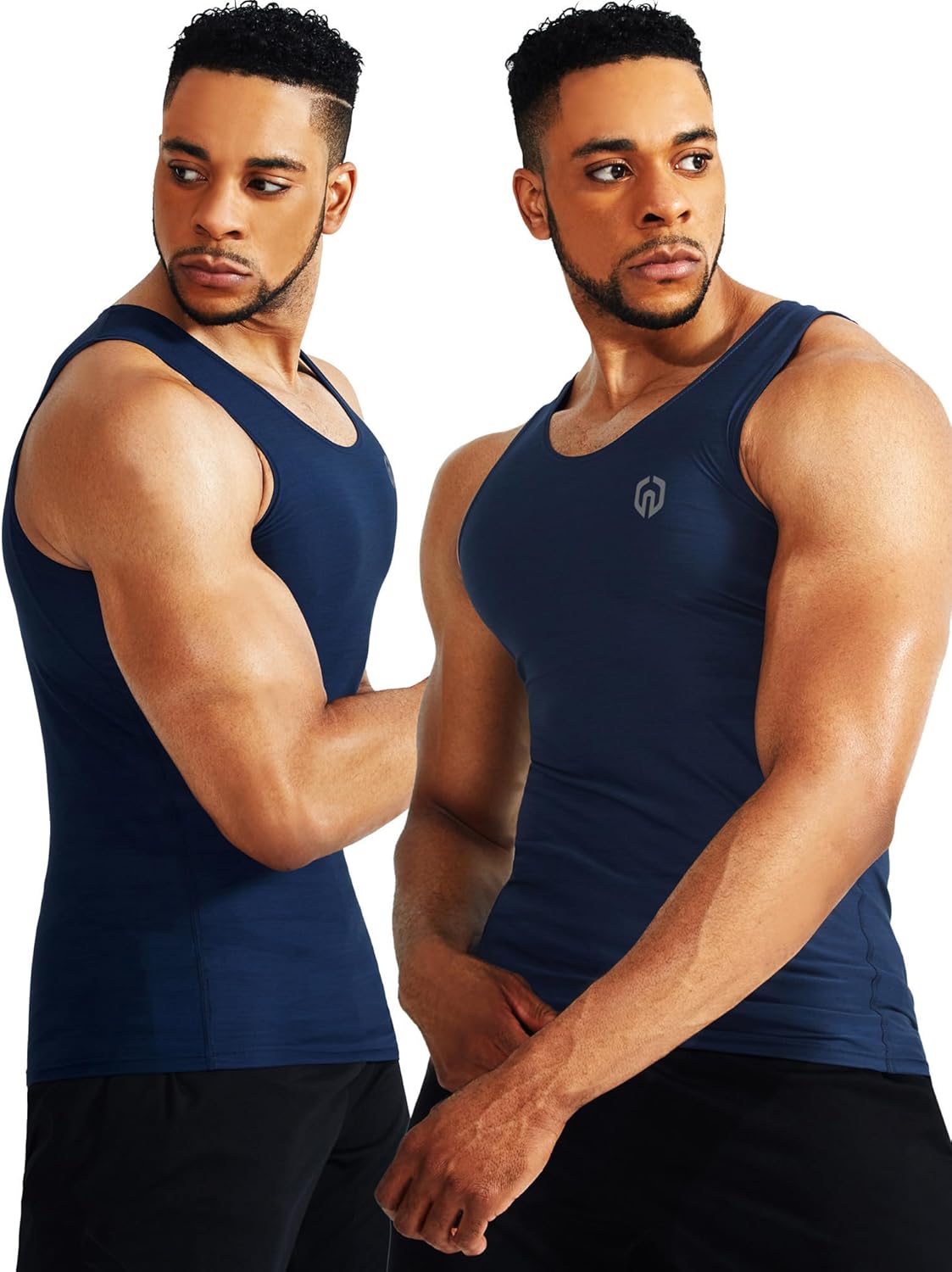 NELEUS Men's 3 Pack Athletic Compression Under Base Layer Sport Tank Top - Image 2