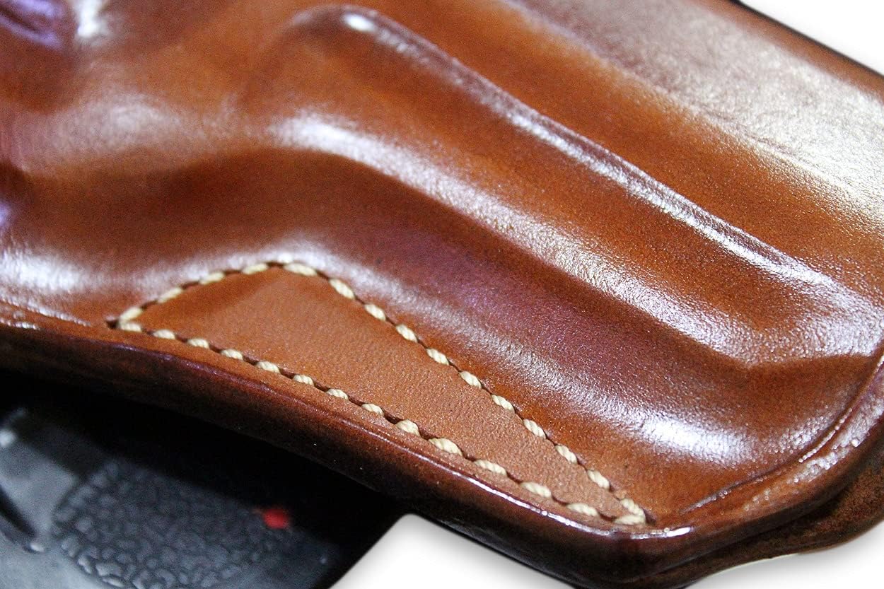 Masc OWB Leather Paddle Revolver Holster with Retention Strap, Fits Uberti 1875, Schofield No3 .45 3.5-inch, Right Hand Draw, Brown #6584#