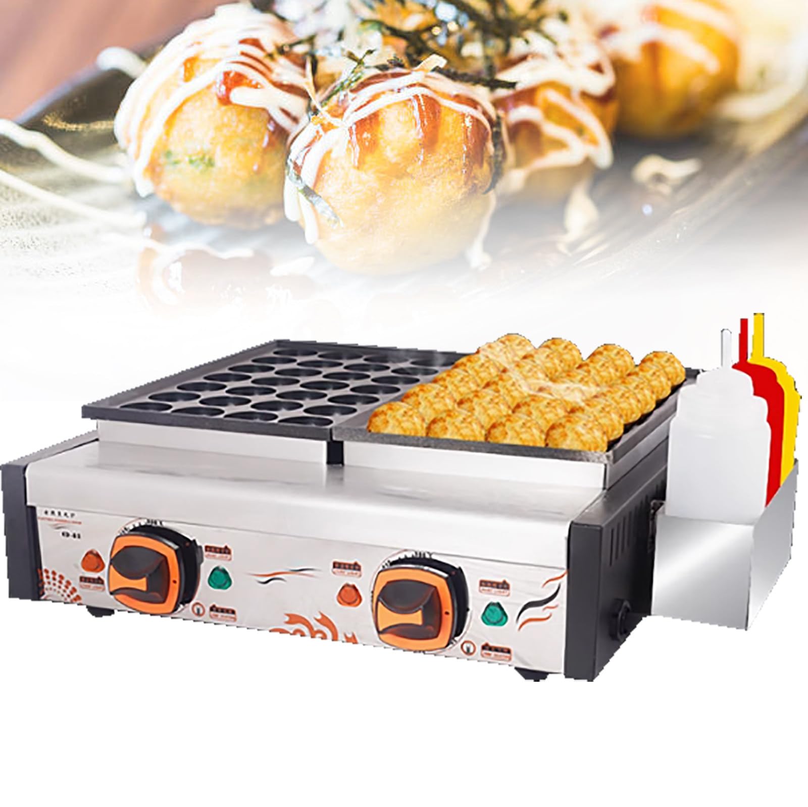 YXYLJOZ Cast Iron Takoyaki Pan with Non-Stick Coating | Octopus Ball Maker for Perfectly Grilled Snacks | Pre-Seasoned Japanese Street Food Grill