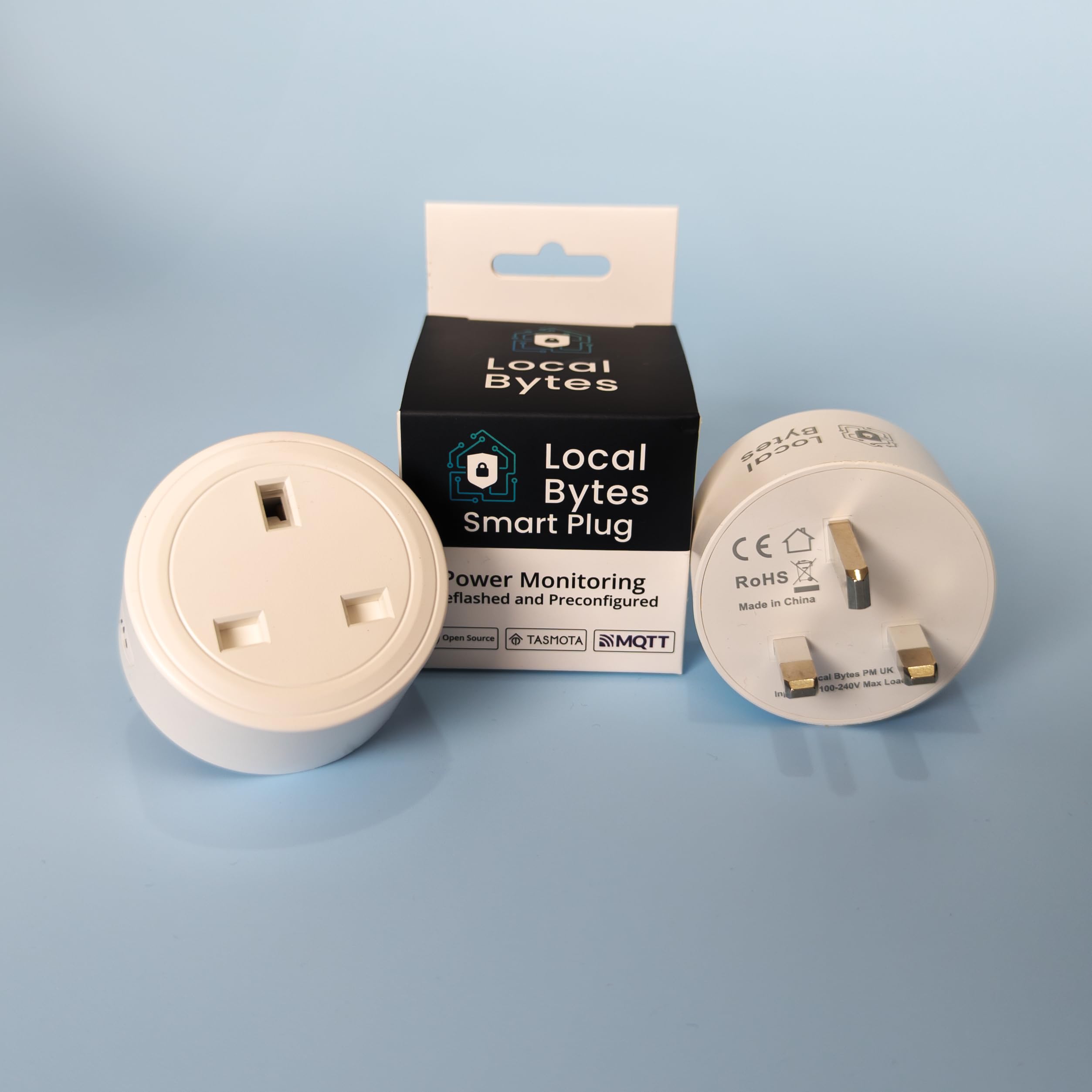 LocalBytes WiFi Power Monitoring Smart Plug (UK/ESPHome) - CE Certified, Type G Connector
