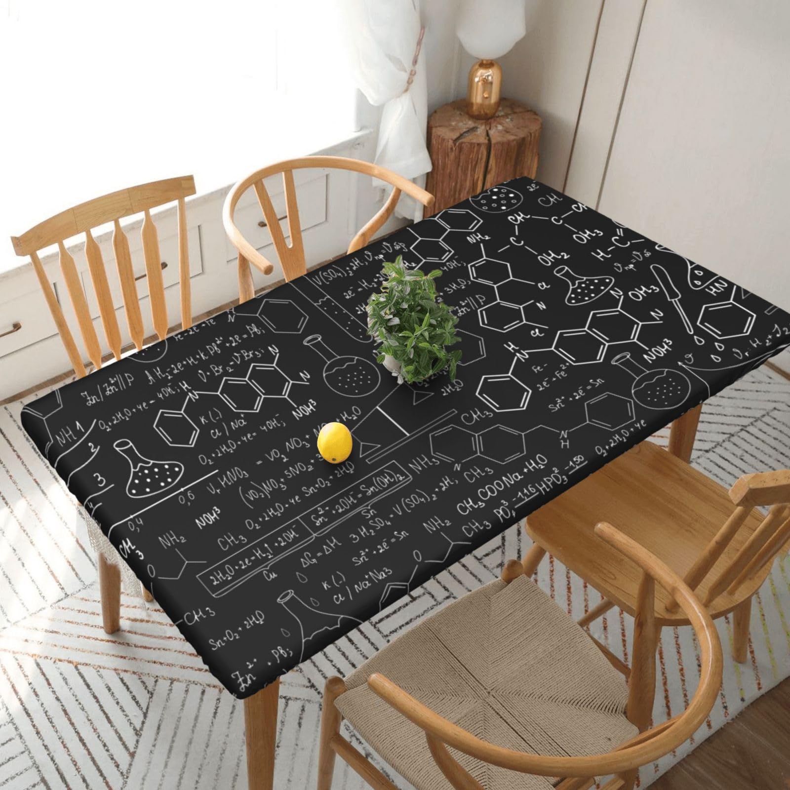 BNVSADC Abstract Science Chemistry Illustration 3D Printed 5FT Tablecloth Polyester Kitchen Water Resistant Table Cloth Dining Table Decoration Table Covers, 152x76 CM