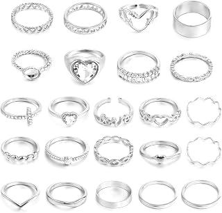 Chicutie 23PCS Gold Knuckle Rings Set for Women - Stackable Midi Finger Rings with Cubic Zirconia, Twist & Hollow Designs, Adjustable US 5-8