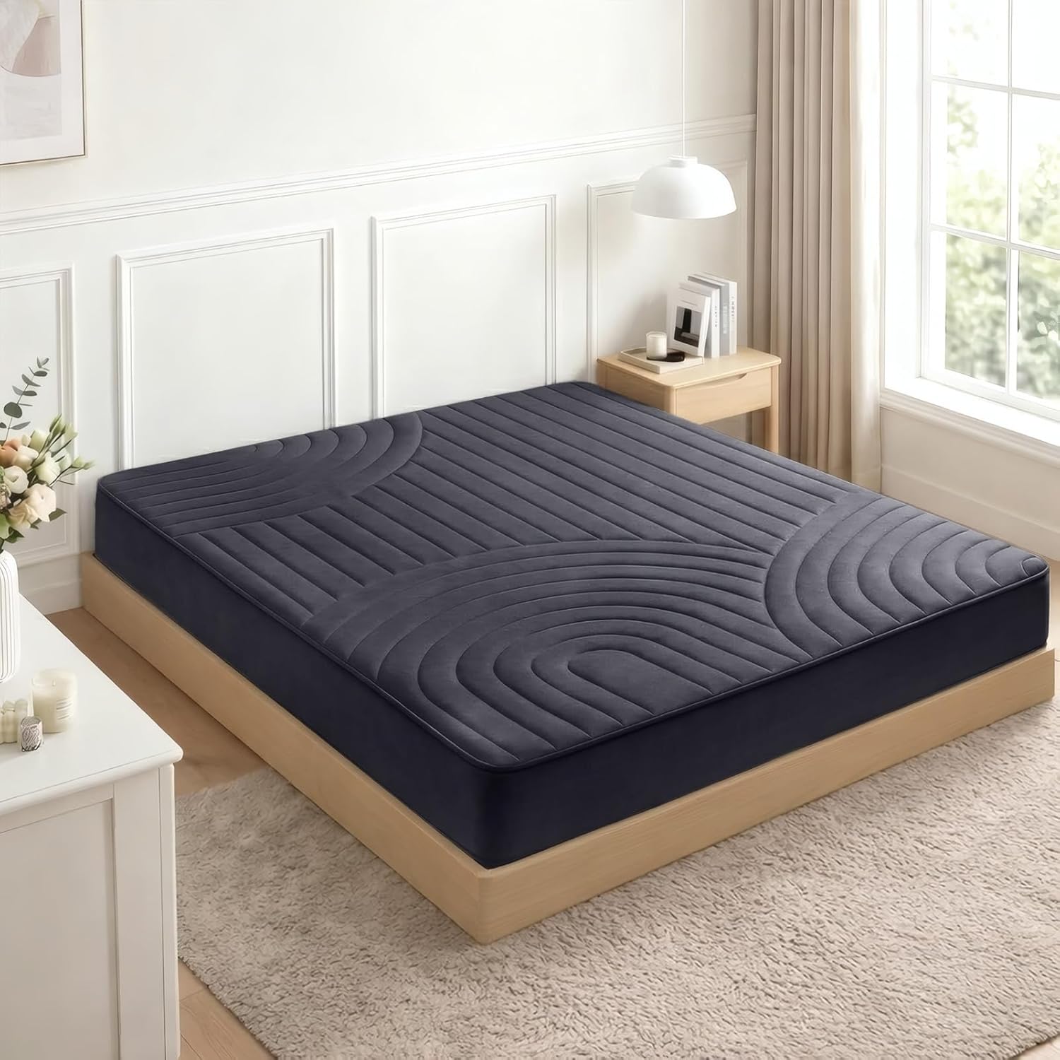 ZonLi Japanese Floor Mattress Futon Mattress Full Size, Thicken Roll Up Tatami Mat 100% Cotton Washable Cover, Portable & Foldable Floor Bed Mattress for Sleeping, Dormitory, Adult Kids, Coffee