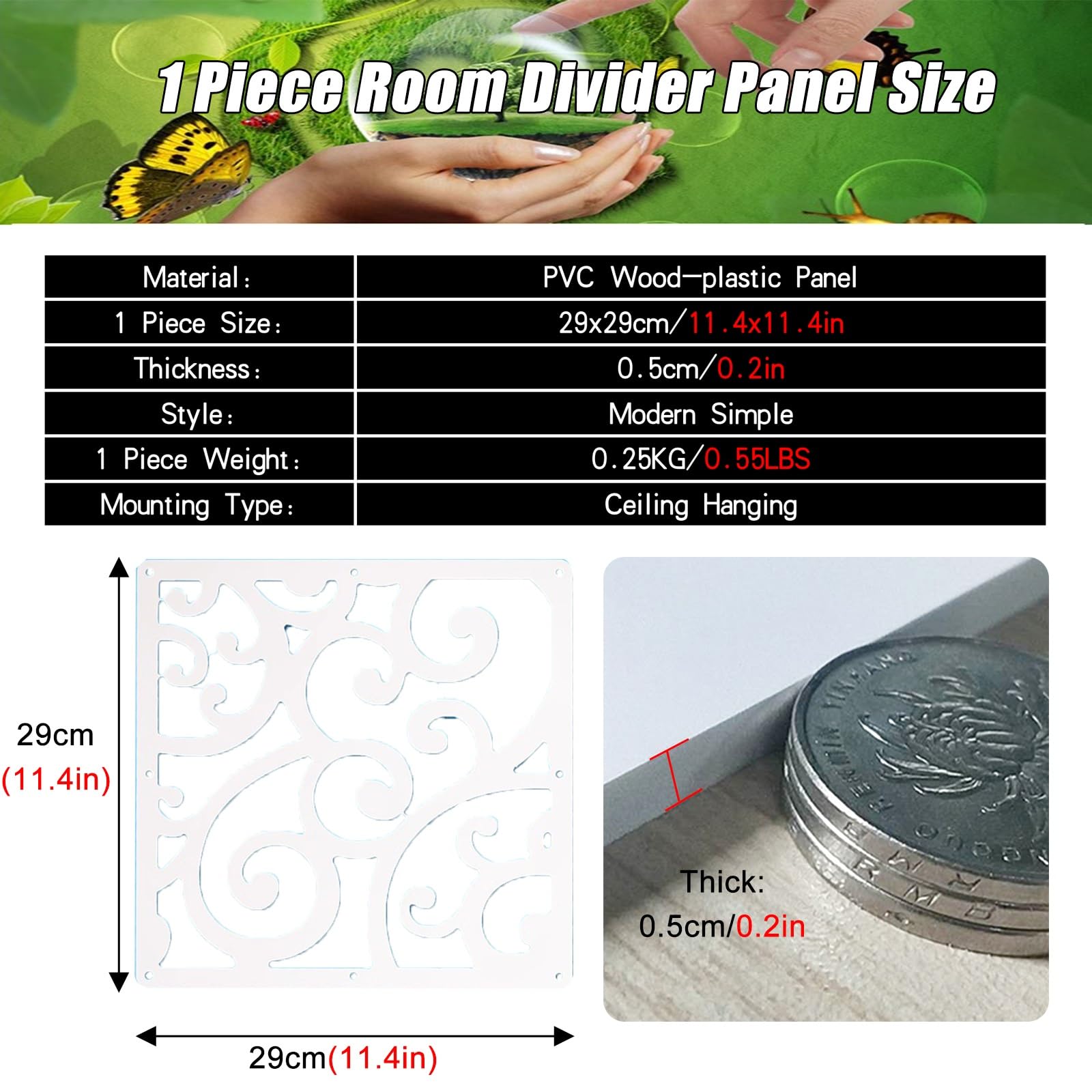 Pannelli divisori da soffitto da appendere, 12 pezzi, 24 pezzi, divisorio per soggiorno, ufficio, camera da letto, pareti temporanee, decorazione per interni, legno bianco, plastica, bianco/stile a-2
