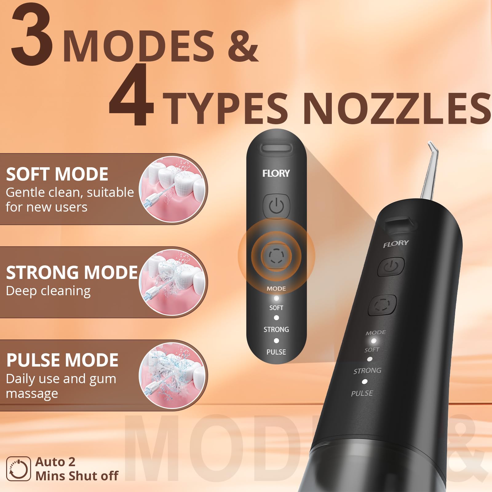 Paquete de 2 irrigadores dentales para dientes, portátil, inalámbrico, para parejas, hilo dental de viaje con 3 modos y 12 puntas, recargable e impermeable IPX7, limpiador dental portátil de viaje