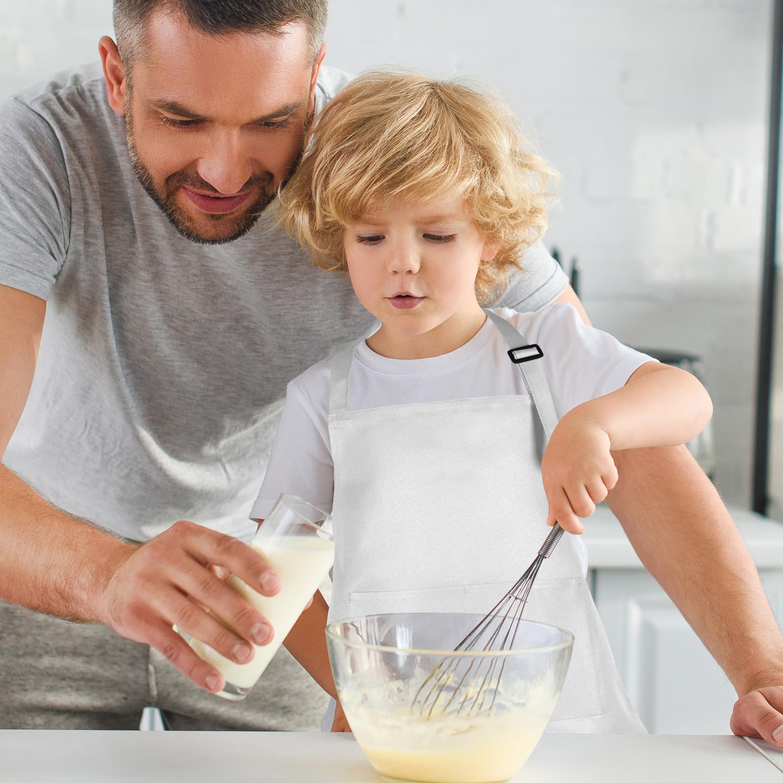 5/10/20 Stück Kinder Schürze Verstellbare mit 2 Taschen für Jungen Mädchen Bastelschürze Kochschürze zum Zeichnen Malen Backen Kochen