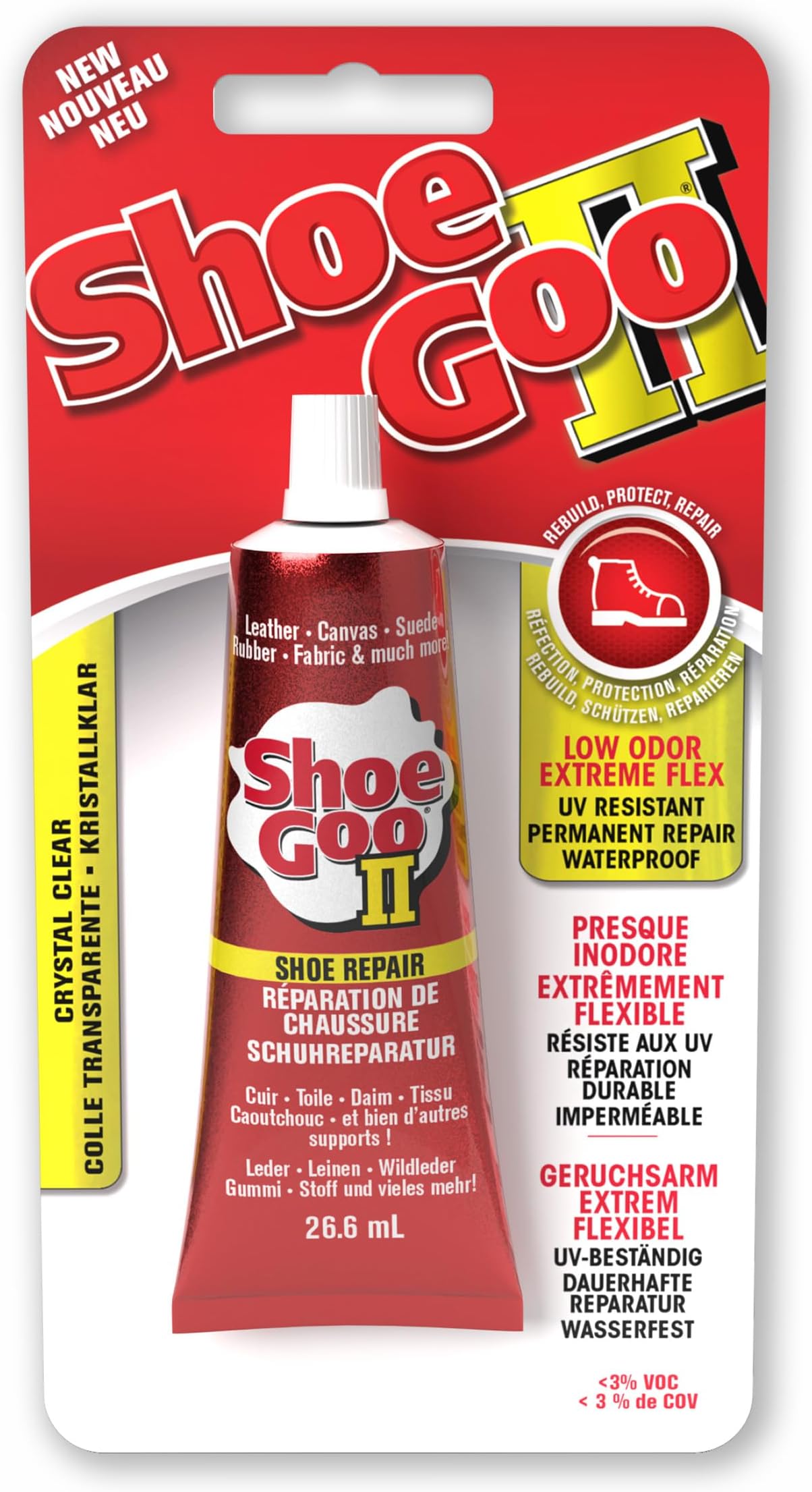 II (2) Shoe Repair Glue 26.6ml Crystal Clear Permanent Adhesive