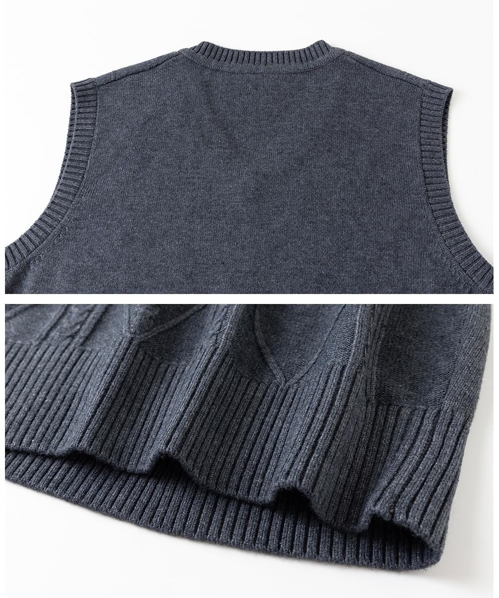 Grueso Chaleco sin Mangas de Negocios de Lana Informal con Cuello en Jersey de Punto para Hombre
