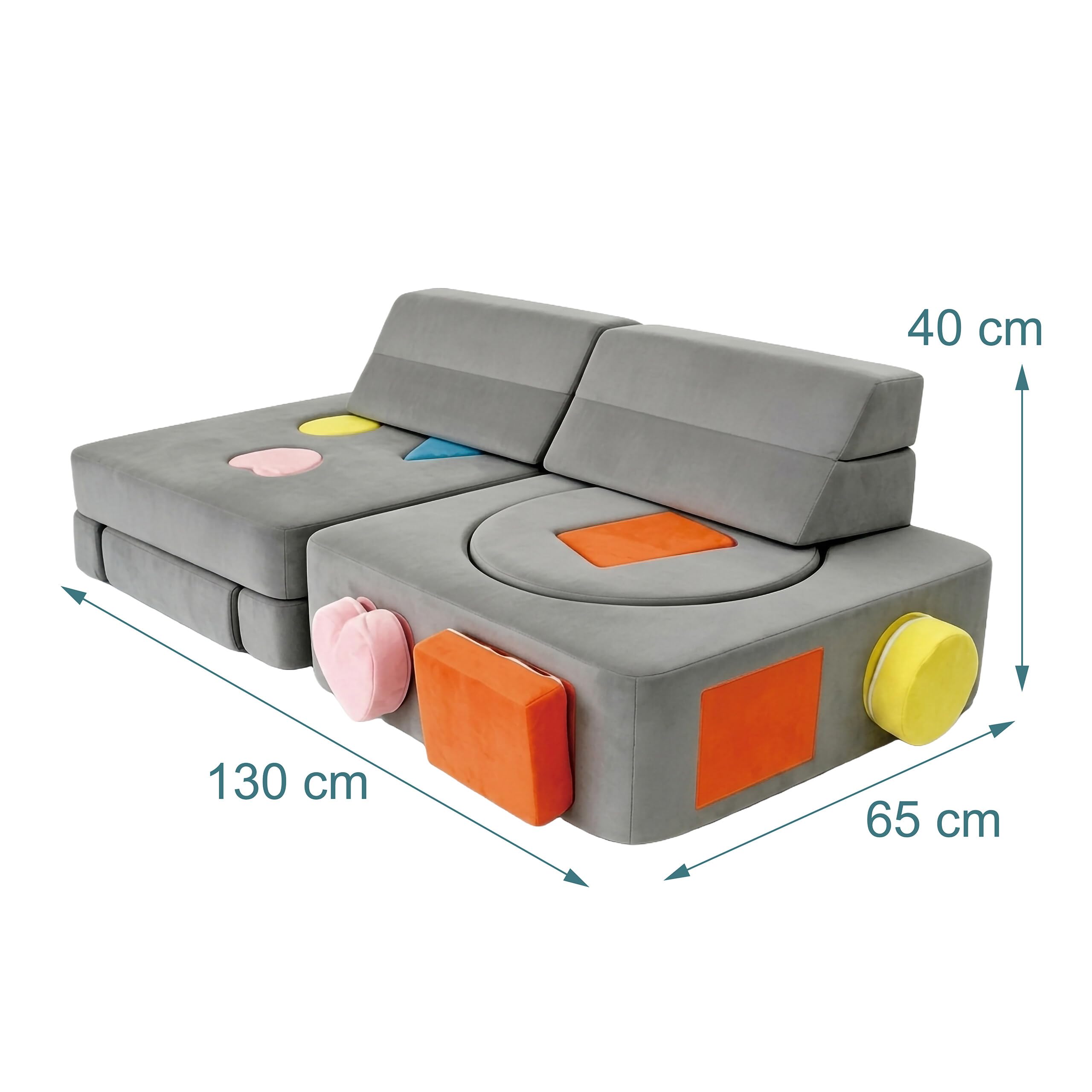 Relaxdays modułowa sofa do zabawy dla dzieci, 18 el., miękkie klocki, szara