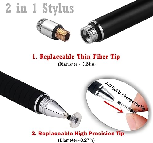 Miniatura 4 de MEKO (2 unidades) Serie de precisión 2 en 1 - Lápiz capacitivolápiz óptico para todos los dispositivos de pantalla táctil, paquete con 4 puntas de