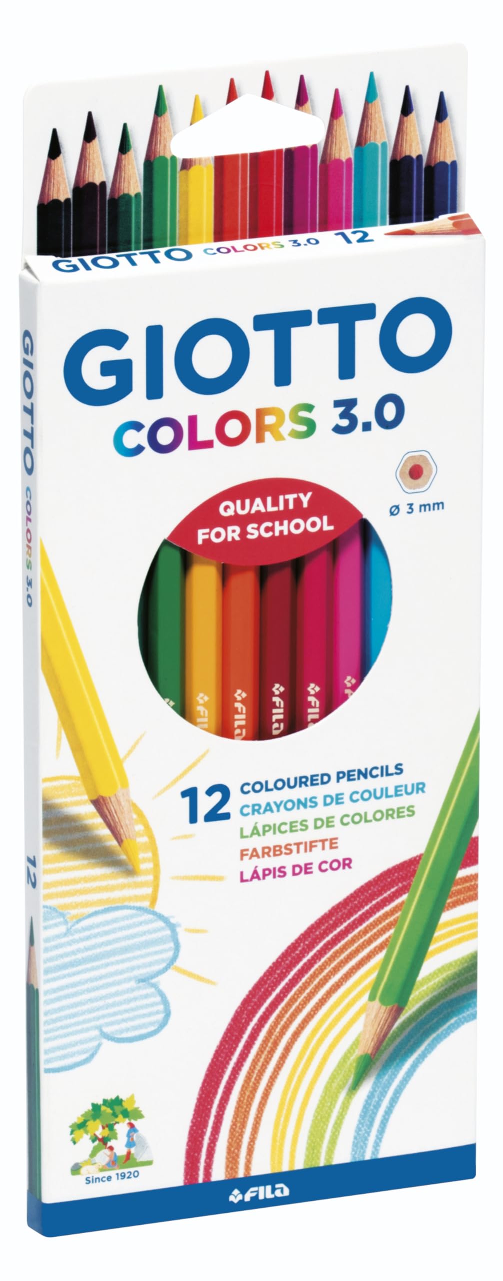 GIOTTO Cera Maxi Lot De 96 Grands Crayons De Cire Lavables 8 X 12