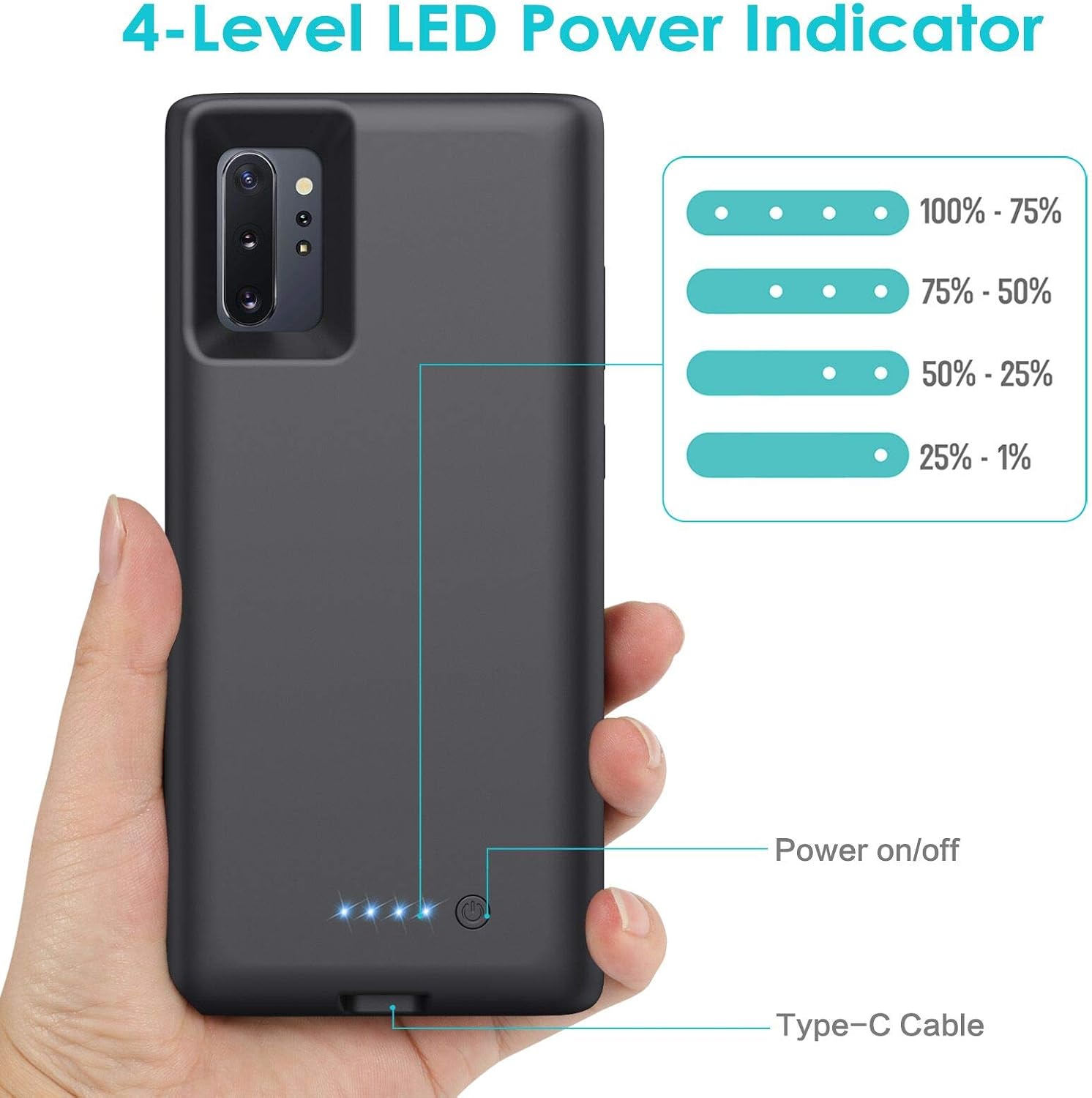Battery Case for Galaxy Note10+ 5G [6.8 inch], 8500mAh Portable Charging Case Extended Battery Pack for Samsung Galaxy Note 10+/ Note 10 Plus -[Black]