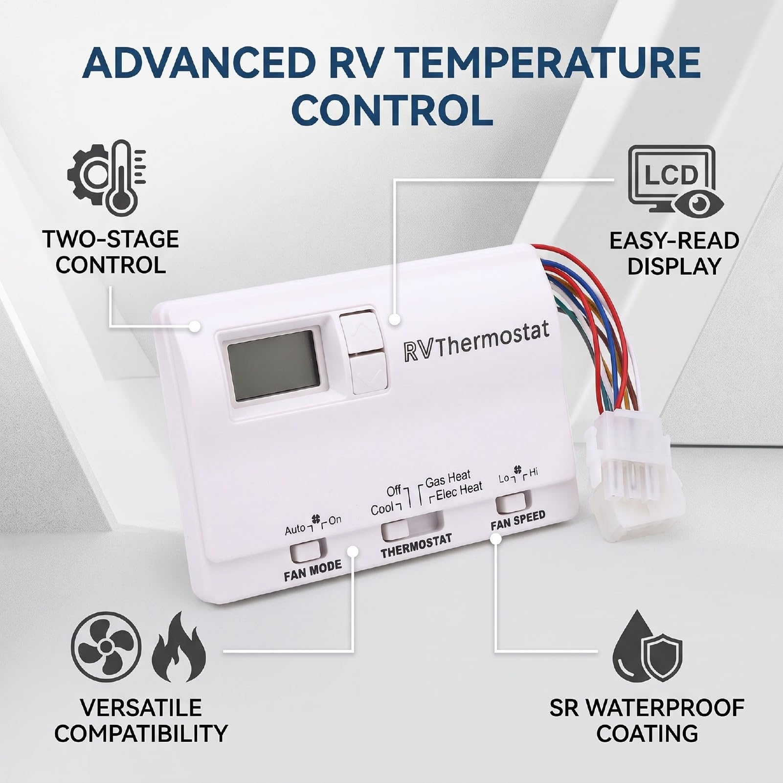 Haofy RV Digital Thermostat 6536A3351 Two Stage Heat Cool
