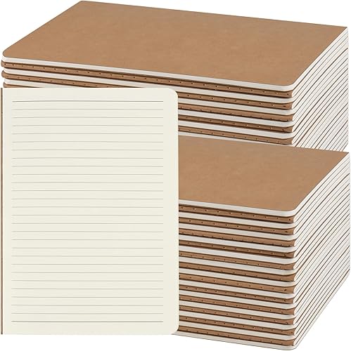 Miniatura 11 de ZCZN Paquete de 24 cuadernos de papel kraft A5 a granel, cuadernos de papel rayado de 8.15 x 5.5 pulgadas, cuadernos para trabajo, cuadernos de