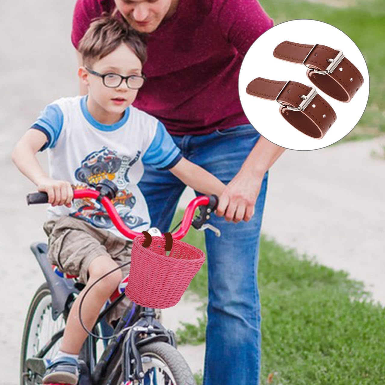 Toddmomy Bike Basket Strap Adjustable Leather Fastening Belt for Front Handlebar Storage Basket 8.85 X 0.78 X 0.23 in 1 Pair for Bicycle Cycling Accessories