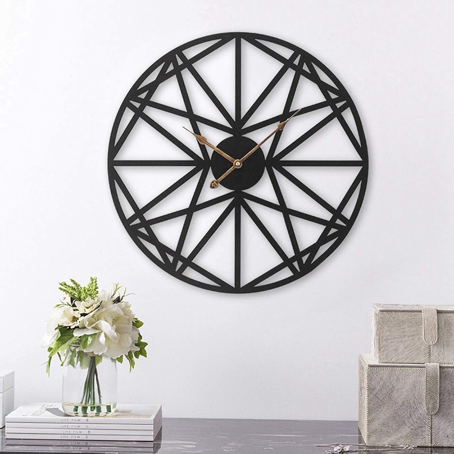 Outdoor Garden Wall Clock, 16 Inch Large Metal Wrought Iron Garden Clock No Digital Design Open Face Waterproof Outdoor Clock Outside Clock Decoration for Indoor Outdoor