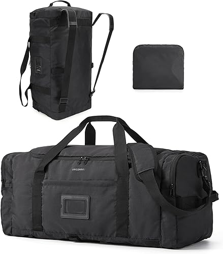 BAGSAMRT - Bolsa de lona plegable de 60 litros para viajes, bolsa de viaje grande para hombres, mochila de viaje 4 en 1, bolsa de transporte para