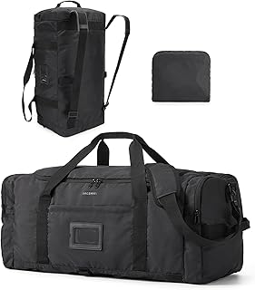 BAGSMART BAGSAMRT 60L Foldable Duffle Bag for Travel, Large Travel Duffel Bag for Men, 4 in 1 Travel Backpack, Carry on Weekender Bag, Black