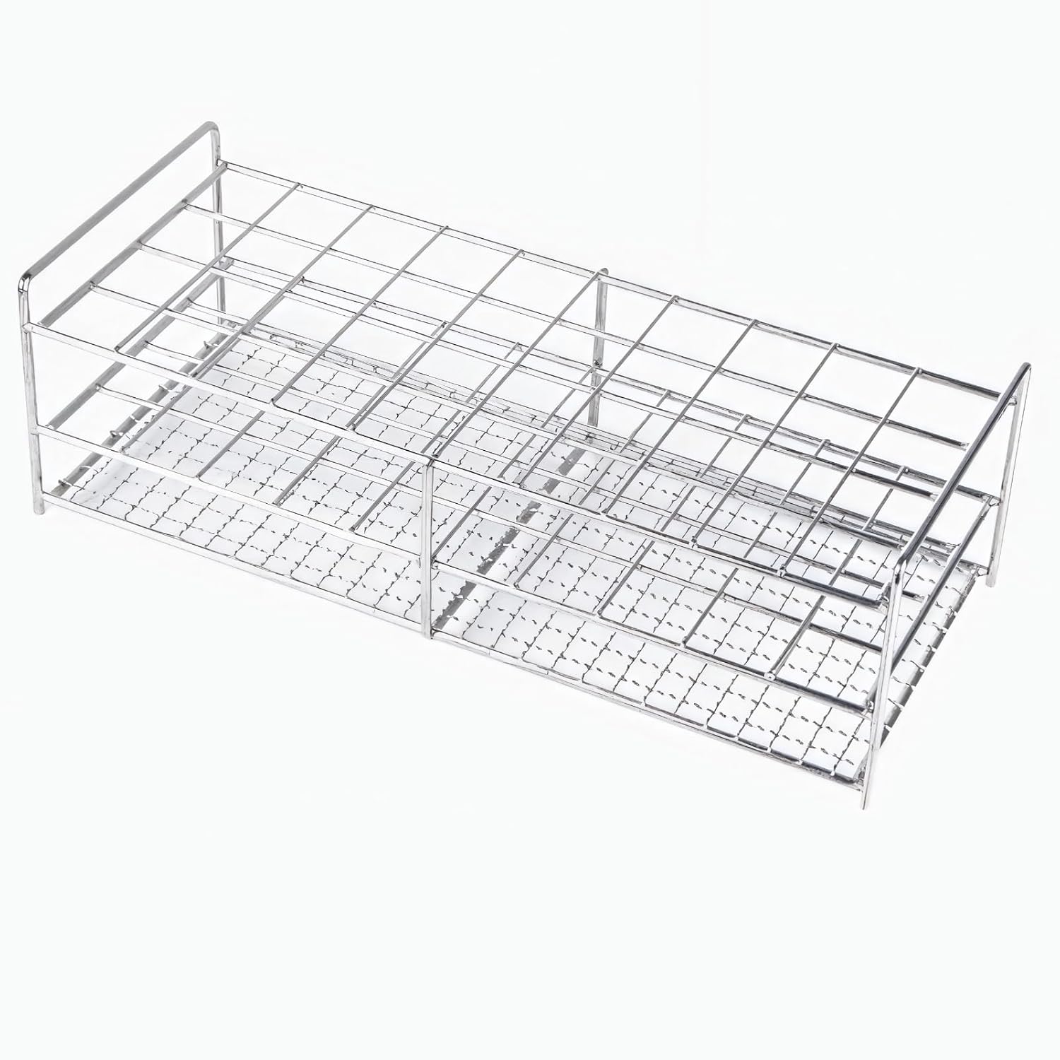 Lab Test Tube Rack, Stainless Steel, 40 Grid Openings, Heat-Sterilizable, Rust-Resistant, Stable Frame for 1.18 in Diameter Tubes