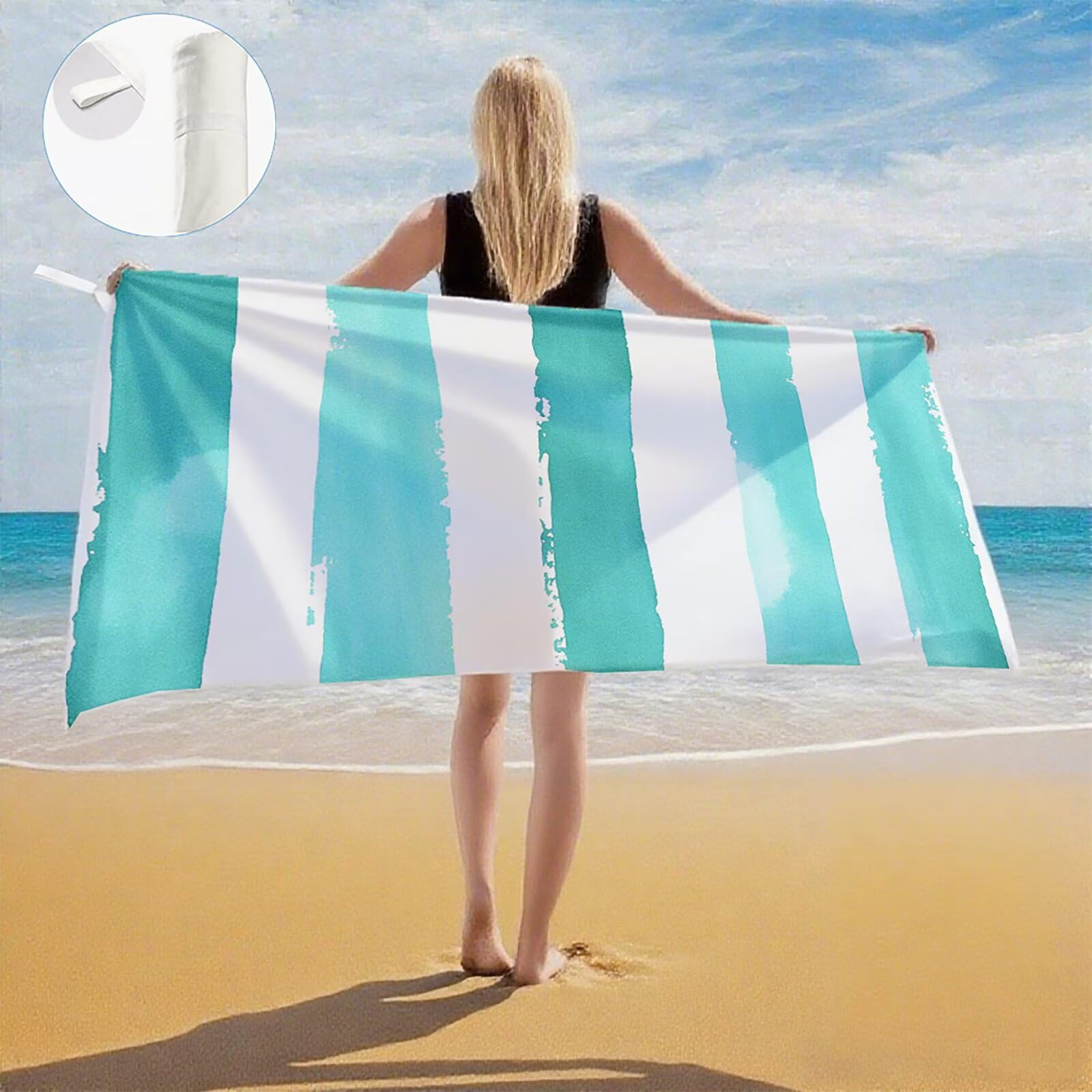 Serviette de Plage Microfibre Serviette Plage 100x150 cm 2 Pack Séchage Rapide, Anti-Sable, Absorbante Fonction Drap de Plage XXL pour Bain, Sport, Voyages, Sauna, Piscine, Yoga, avec Sac Bande Q-801