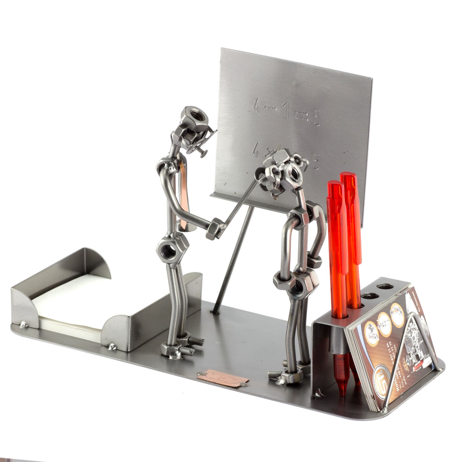 Steelman24 I Omini di Viti Insegnante con Organizer per Ufficio I Idee Regalo Originale I Soprammobili in Metallo I Modellino