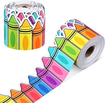 69 Feet Crayon Bulletin Board Border Back to School Crayon Bulletin Board Trim Die Cut Classroom Decoration for Chalkboard Wall