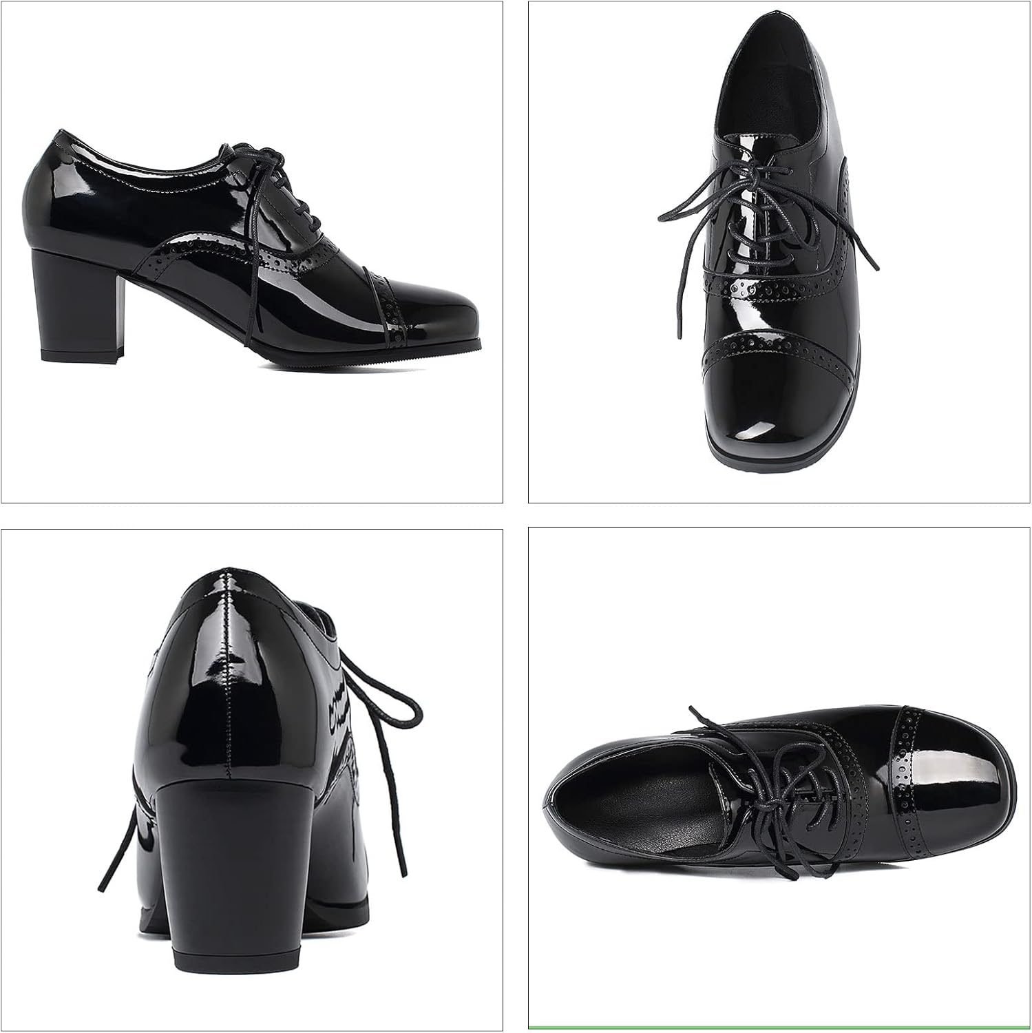 SHEMEE Women's Chunky Lace Up Vintage Oxfords Dress Pumps Round Toe Block Mid Heels Retro Brogues Shoes - Image 7