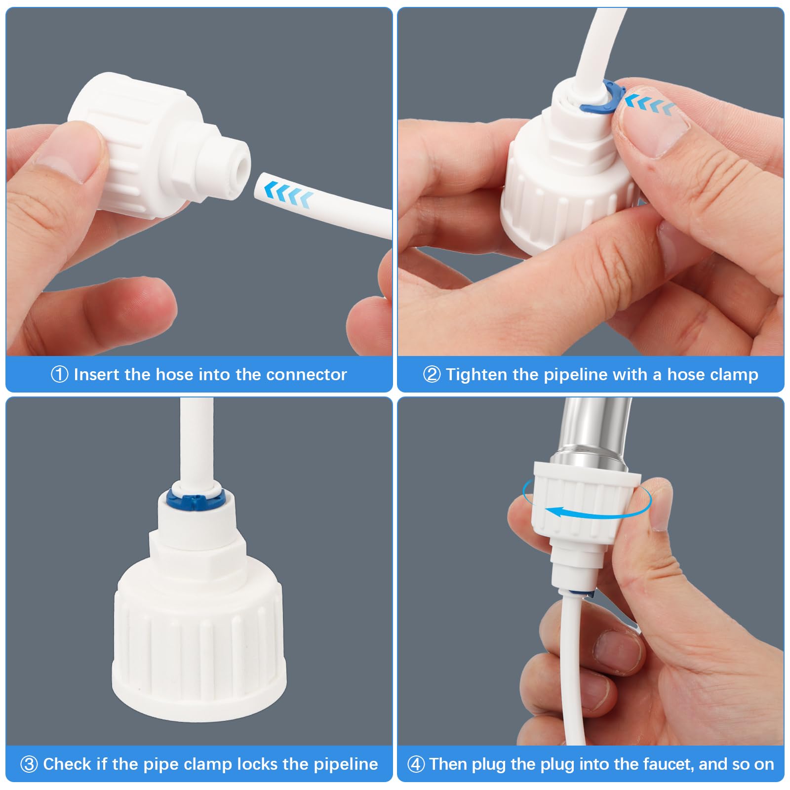 15m Tuyau D'alimentation en Eau Universel, Connecteur de Tuyau de Réfrigérateur 1/4" 6,35mm, Kit de Connecteur de Tuyau de Réfrigérateur, Kit de Connexion pour réfrigérateur,12 Pezzi
